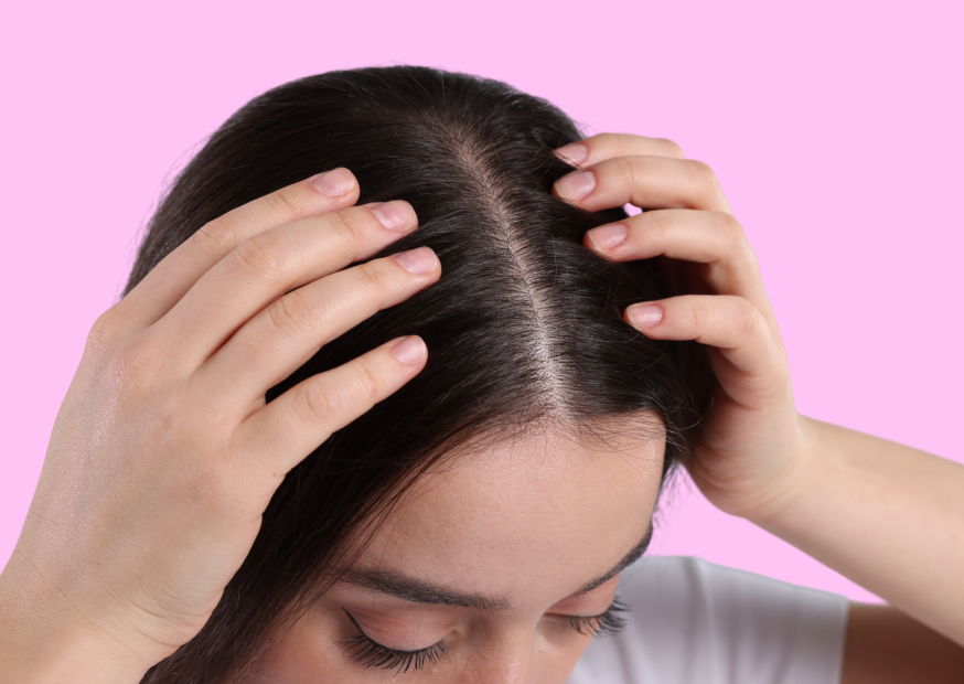 Close-up image of a healthy scalp with clean, hydrated skin, highlighting the importance of scalp care for optimal hair growth.